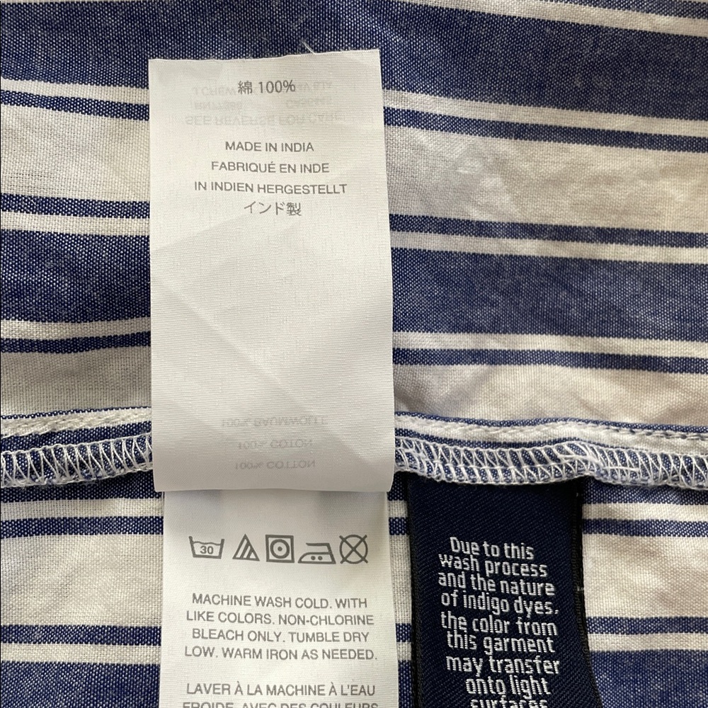 Madewell Midi Maxi Dress Size 14 Ava Blue White Striped Ruffle Tiered V Neck - Picture 14 of 16